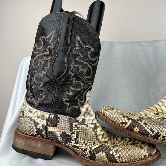 Cowtown Men’s Square Toe Python Snakeskin Cowboy Boots Q818 Size 11 D - Picture 5 of 8